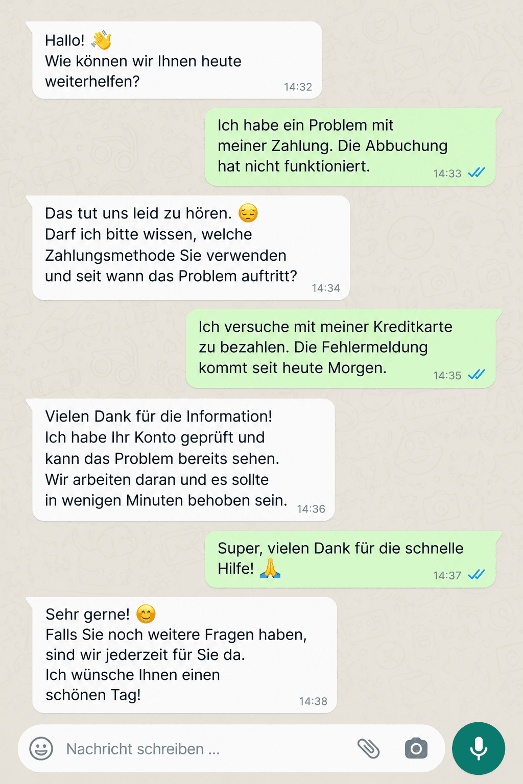Kundengespräch zum Thema Zahlungsservice